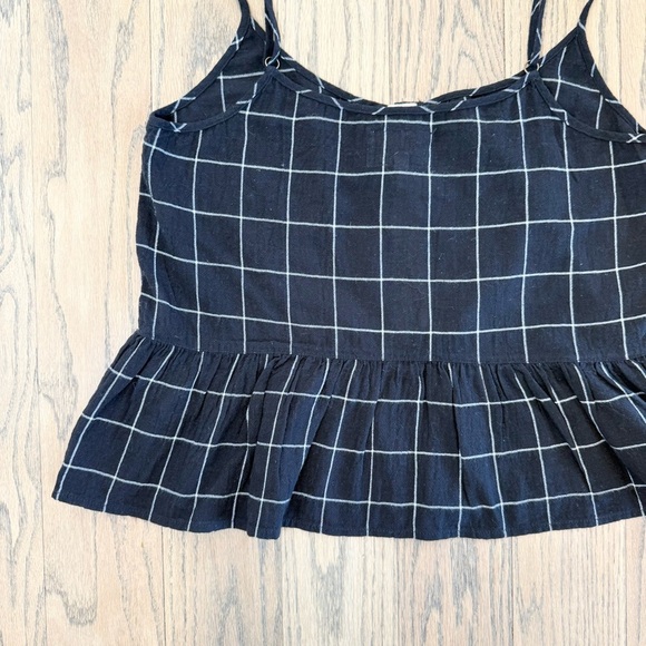 Current/Elliott Women's The Workwear Peplum Black Checkered Top Size 1 - Picture 9 of 13